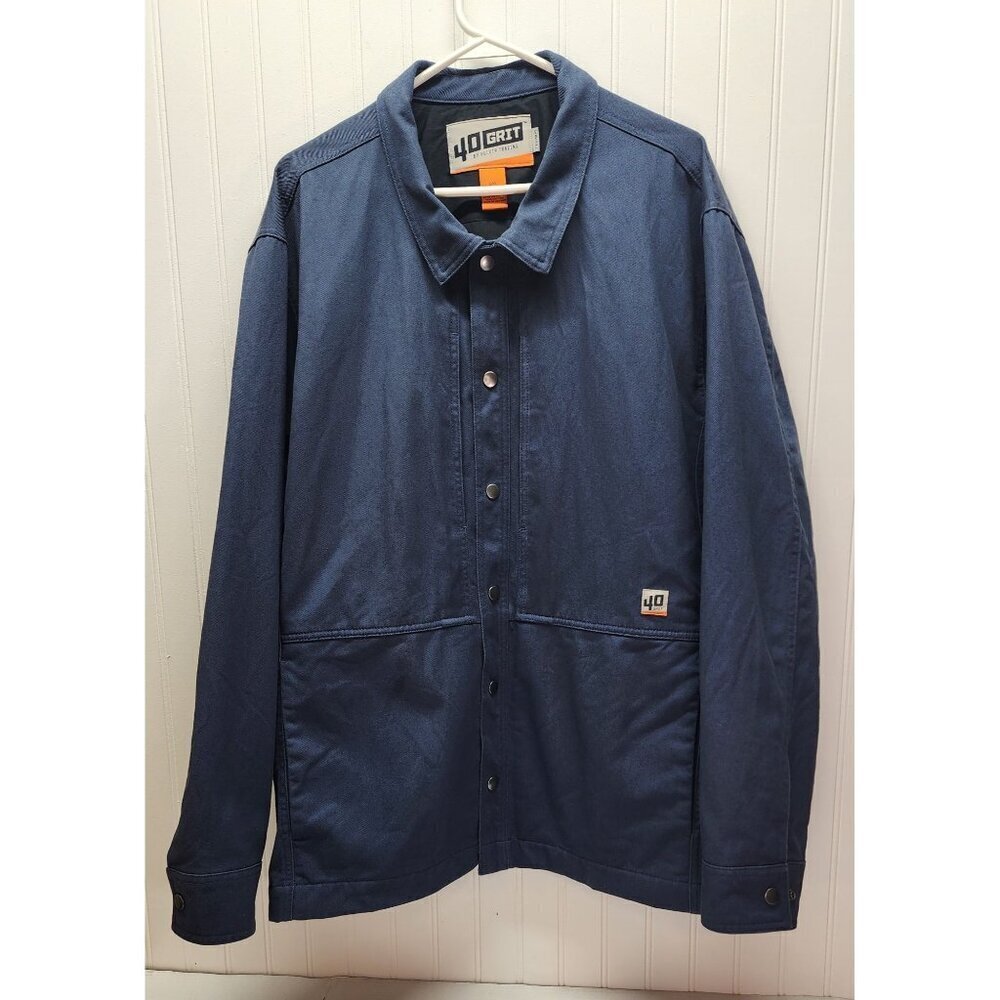 40 Grit By Duluth Trading Mens Navy Blue Button-Up Jacket 2XL 100% Cotton Shell